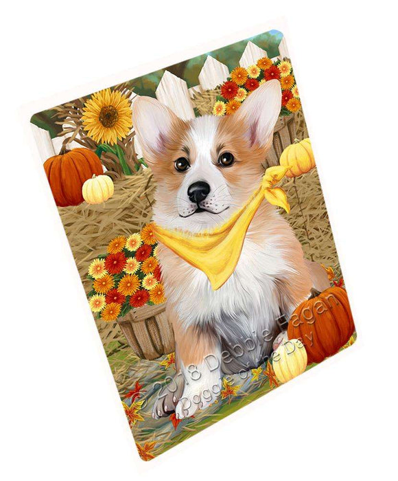 Fall Autumn Greeting Corgi Dog with Pumpkins Cutting Board C56244