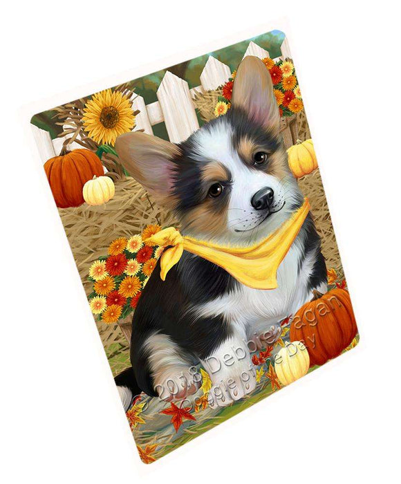 Fall Autumn Greeting Corgi Dog with Pumpkins Cutting Board C56247