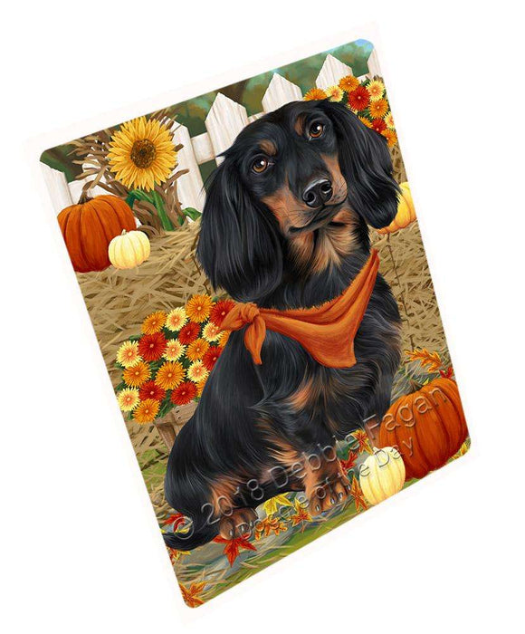 Fall Autumn Greeting Dachshund Dog with Pumpkins Cutting Board C56250
