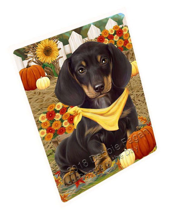 Fall Autumn Greeting Dachshund Dog with Pumpkins Cutting Board C56253
