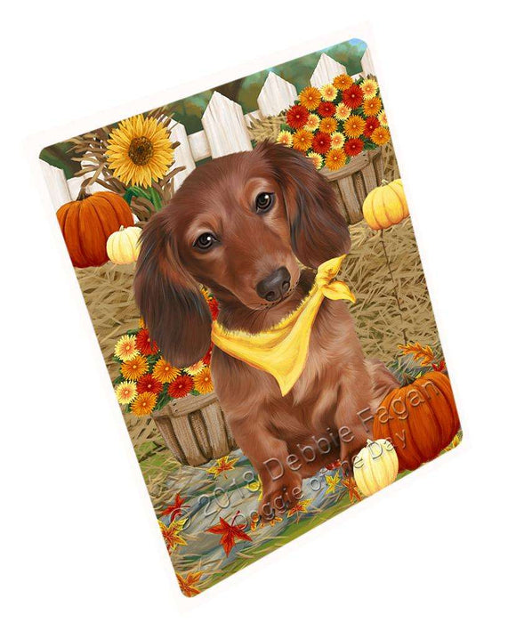 Fall Autumn Greeting Dachshund Dog with Pumpkins Cutting Board C56256