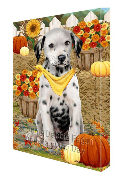 Fall Autumn Greeting Dalmatian Dog with Pumpkins Canvas Print Wall Art Décor CVS72935