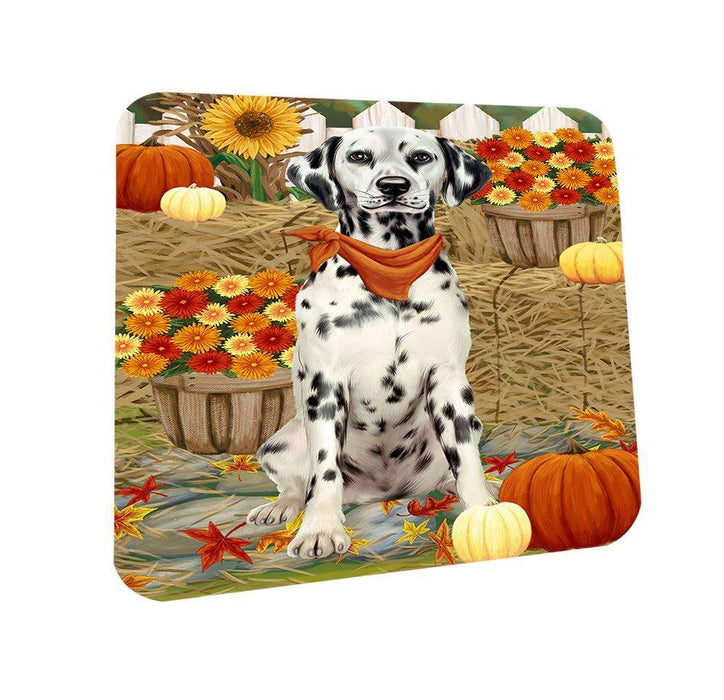 Fall Autumn Greeting Dalmatian Dog with Pumpkins Coasters Set of 4 CST50692