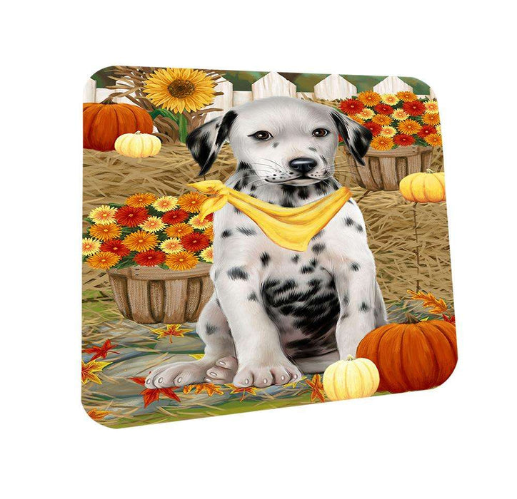 Fall Autumn Greeting Dalmatian Dog with Pumpkins Coasters Set of 4 CST50693
