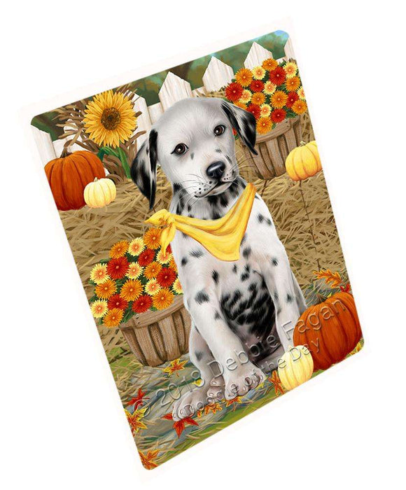 Fall Autumn Greeting Dalmatian Dog with Pumpkins Cutting Board C56262