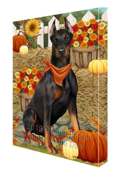 Fall Autumn Greeting Doberman Pinscher Dog with Pumpkins Canvas Print Wall Art Décor CVS72944