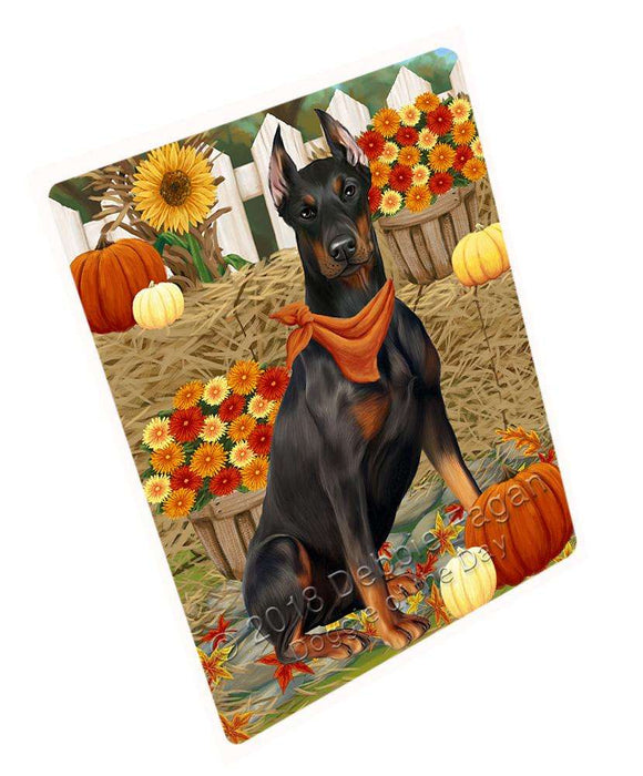 Fall Autumn Greeting Doberman Pinscher Dog with Pumpkins Cutting Board C56265
