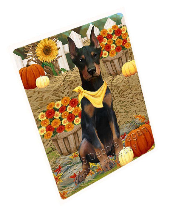Fall Autumn Greeting Doberman Pinscher Dog with Pumpkins Cutting Board C56268