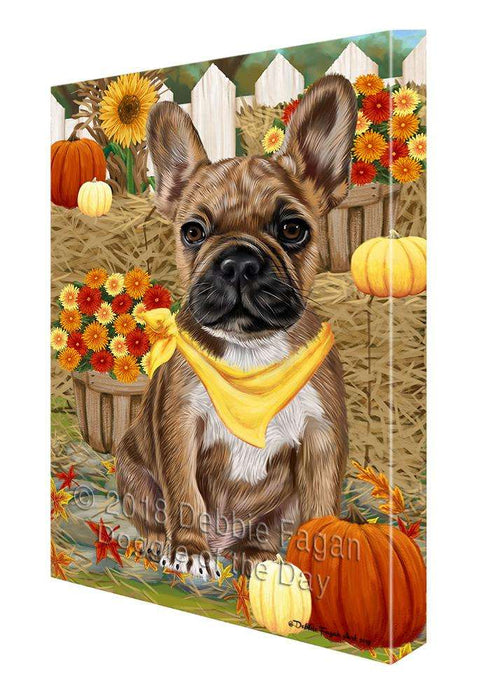 Fall Autumn Greeting French Bulldog with Pumpkins Canvas Print Wall Art Décor CVS72989