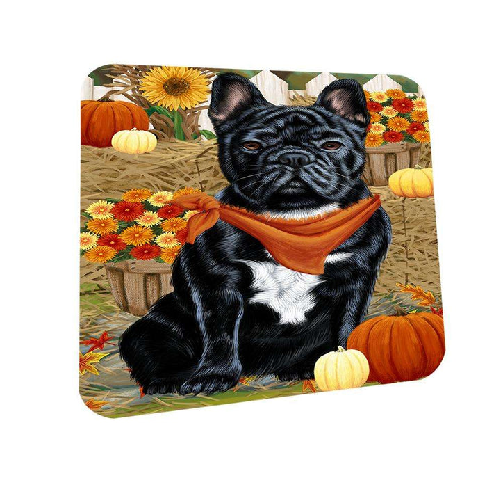 Fall Autumn Greeting French Bulldog with Pumpkins Coasters Set of 4 CST50696