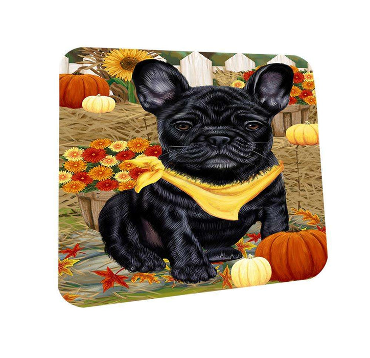 Fall Autumn Greeting French Bulldog with Pumpkins Coasters Set of 4 CST50698