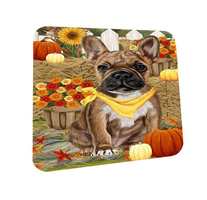 Fall Autumn Greeting French Bulldog with Pumpkins Coasters Set of 4 CST50699