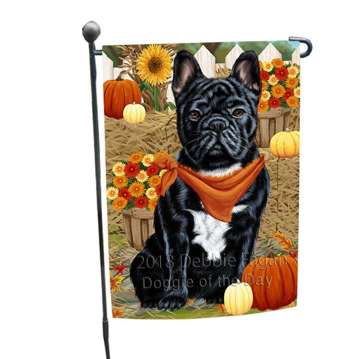 Fall Autumn Greeting French Bulldog with Pumpkins Garden Flag GFLG0630