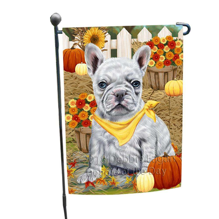 Fall Autumn Greeting French Bulldog with Pumpkins Garden Flag GFLG0631