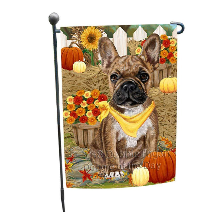 Fall Autumn Greeting French Bulldog with Pumpkins Garden Flag GFLG0633