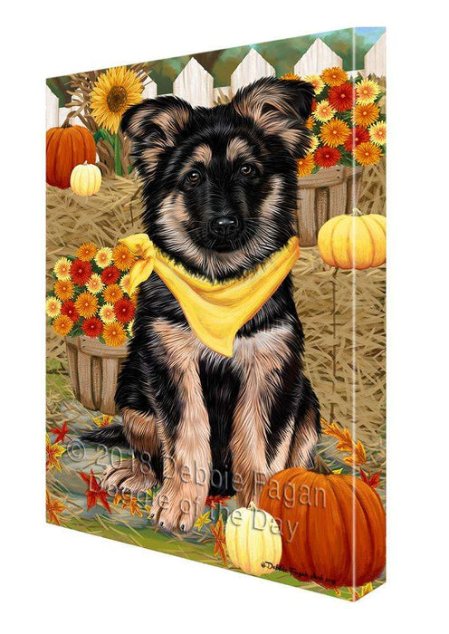 Fall Autumn Greeting German Shepherd Dog with Pumpkins Canvas Print Wall Art Décor CVS73007
