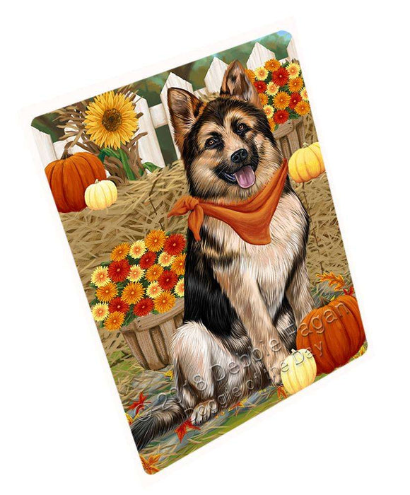 Fall Autumn Greeting German Shepherd Dog with Pumpkins Cutting Board C56283