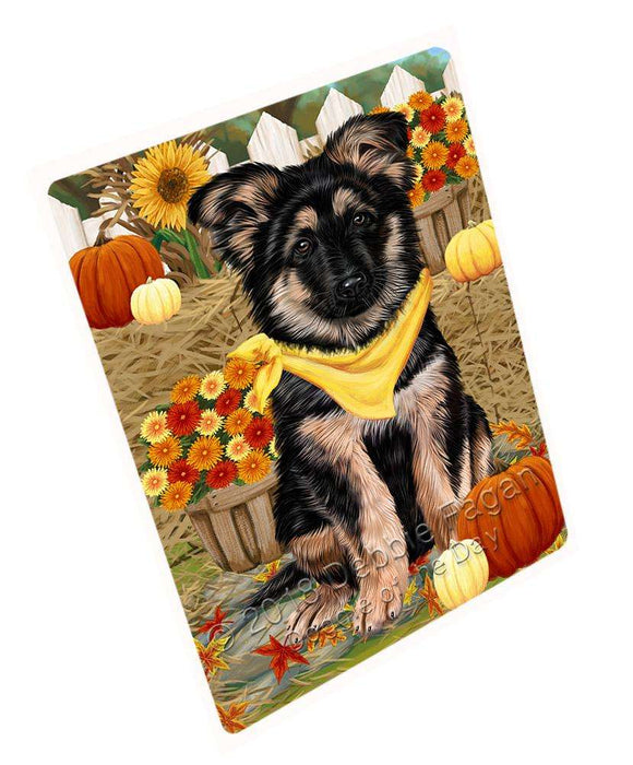 Fall Autumn Greeting German Shepherd Dog with Pumpkins Cutting Board C56286