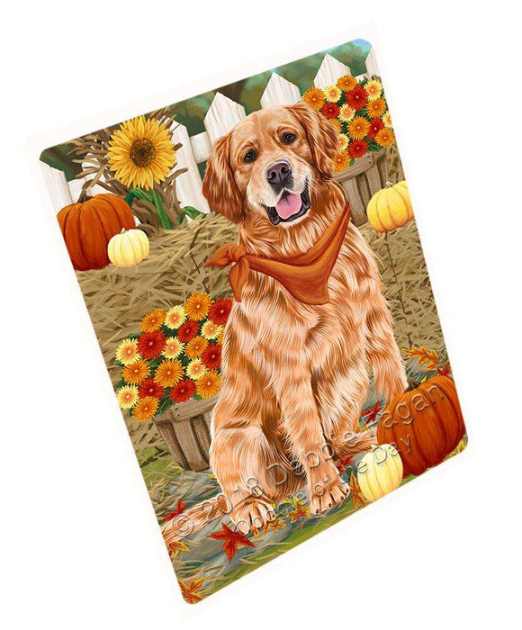 Fall Autumn Greeting Golden Retriever Dog with Pumpkins Cutting Board C56289