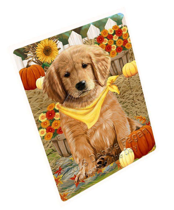 Fall Autumn Greeting Golden Retriever Dog with Pumpkins Cutting Board C56292