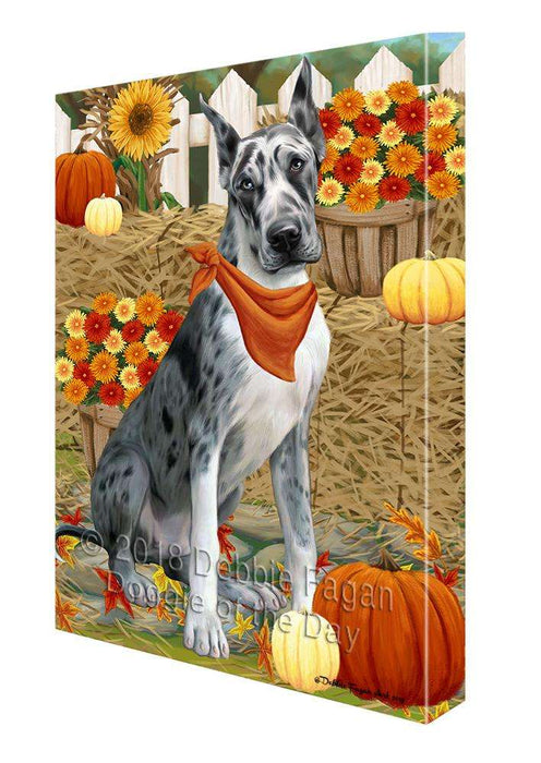 Fall Autumn Greeting Great Dane Dog with Pumpkins Canvas Print Wall Art Décor CVS73034