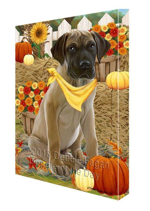 Fall Autumn Greeting Great Dane Dog with Pumpkins Canvas Print Wall Art Décor CVS73043