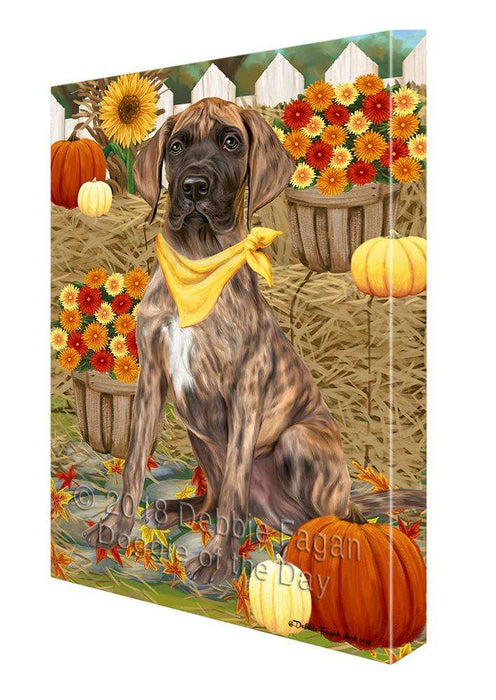 Fall Autumn Greeting Great Dane Dog with Pumpkins Canvas Print Wall Art Décor CVS73052