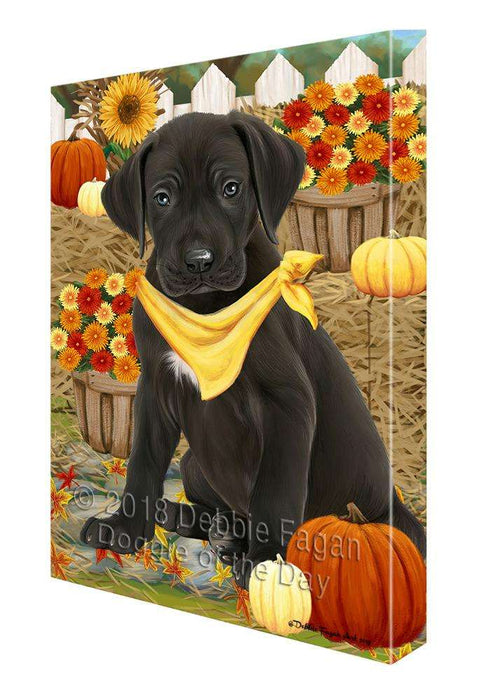 Fall Autumn Greeting Great Dane Dog with Pumpkins Canvas Print Wall Art Décor CVS73061