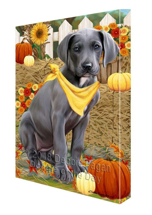 Fall Autumn Greeting Great Dane Dog with Pumpkins Canvas Print Wall Art Décor CVS73070