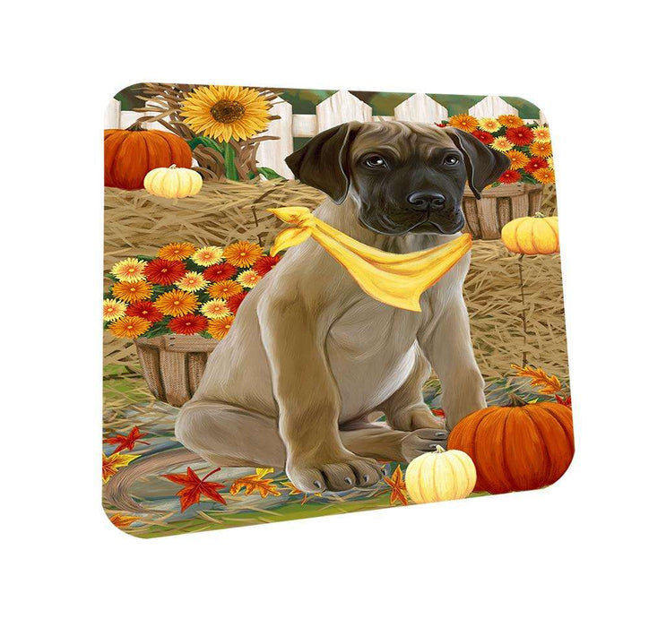 Fall Autumn Greeting Great Dane Dog with Pumpkins Coasters Set of 4 CST50705