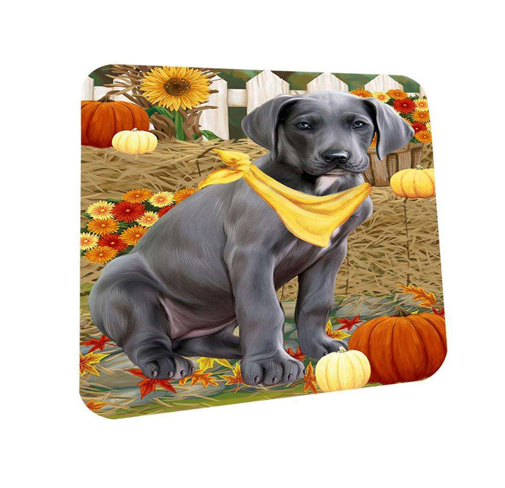 Fall Autumn Greeting Great Dane Dog with Pumpkins Coasters Set of 4 CST50708
