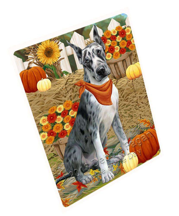 Fall Autumn Greeting Great Dane Dog with Pumpkins Cutting Board C56295