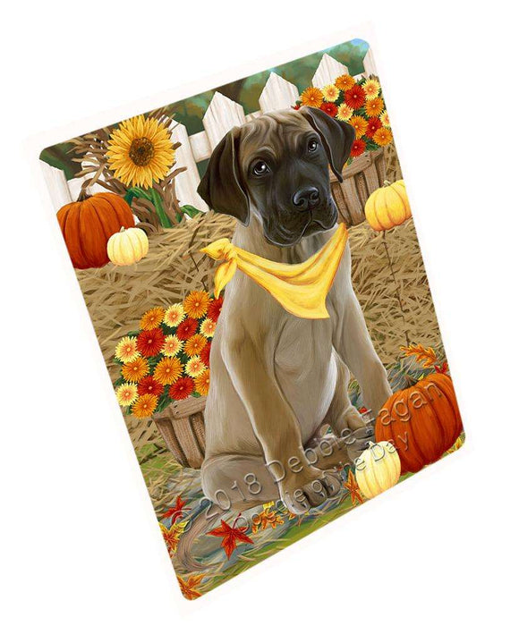 Fall Autumn Greeting Great Dane Dog with Pumpkins Cutting Board C56298
