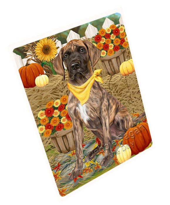 Fall Autumn Greeting Great Dane Dog with Pumpkins Cutting Board C56301