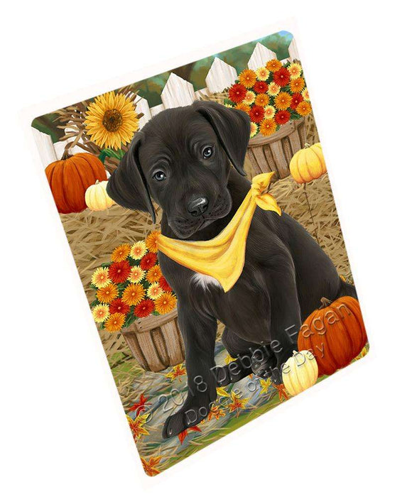 Fall Autumn Greeting Great Dane Dog with Pumpkins Cutting Board C56304