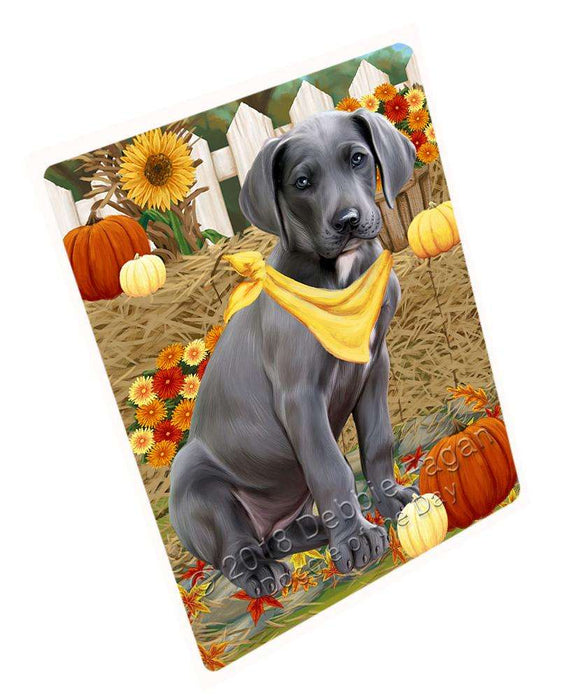 Fall Autumn Greeting Great Dane Dog with Pumpkins Cutting Board C56307