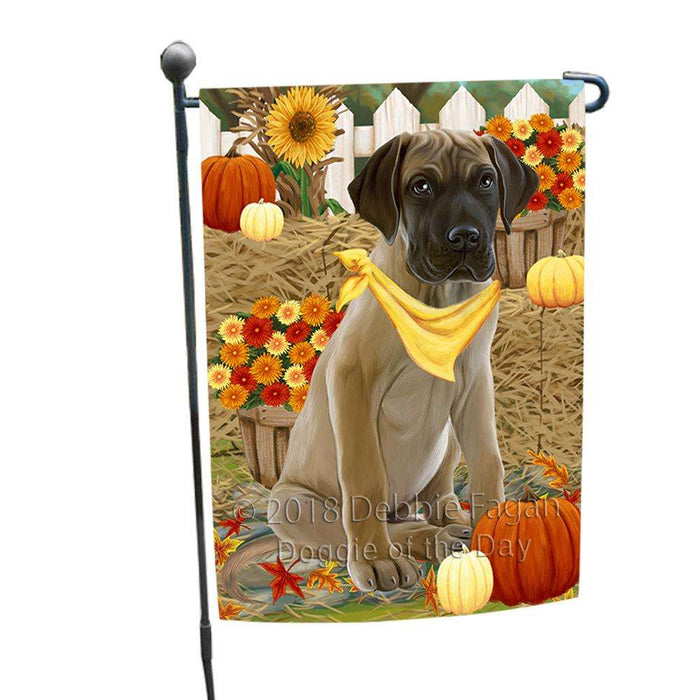 Fall Autumn Greeting Great Dane Dog with Pumpkins Garden Flag GFLG0639