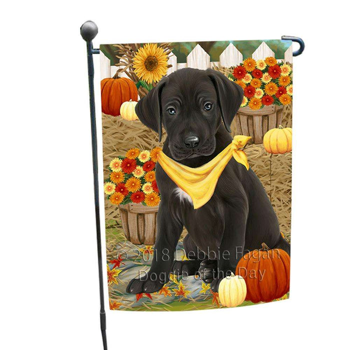 Fall Autumn Greeting Great Dane Dog with Pumpkins Garden Flag GFLG0641