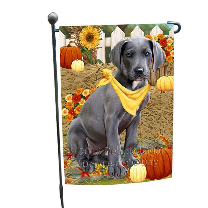 Fall Autumn Greeting Great Dane Dog with Pumpkins Garden Flag GFLG0642
