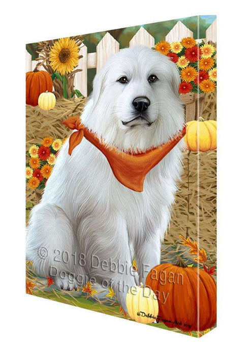 Fall Autumn Greeting Great Pyrenee Dog with Pumpkins Canvas Print Wall Art Décor CVS87767