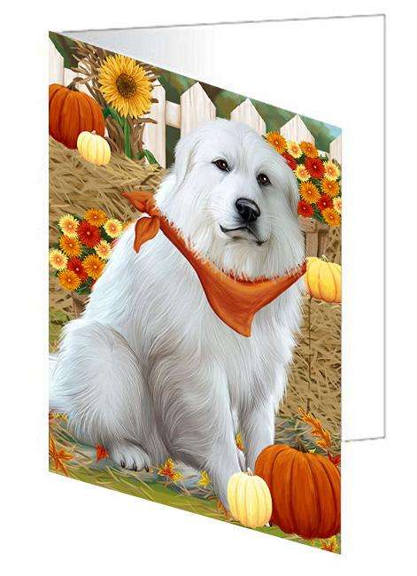 Fall Autumn Greeting Great Pyrenee Dog with Pumpkins Handmade Artwork Assorted Pets Greeting Cards and Note Cards with Envelopes for All Occasions and Holiday Seasons GCD61019