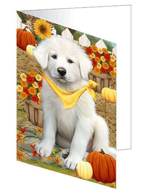 Fall Autumn Greeting Great Pyrenee Dog with Pumpkins Handmade Artwork Assorted Pets Greeting Cards and Note Cards with Envelopes for All Occasions and Holiday Seasons GCD61022