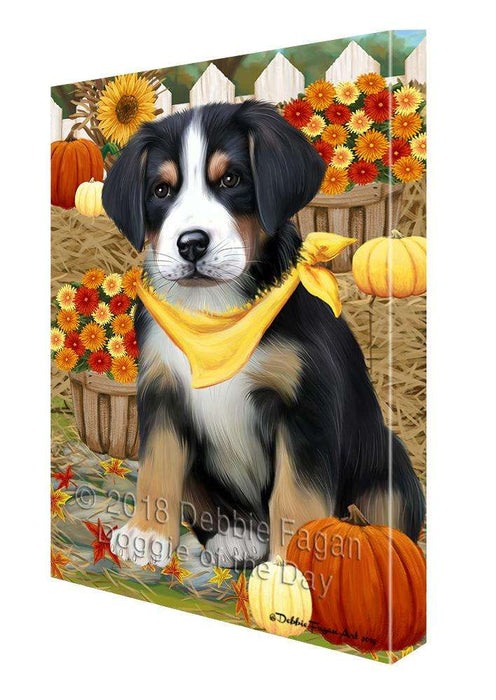 Fall Autumn Greeting Greater Swiss Mountain Dog with Pumpkins Canvas Print Wall Art Décor CVS87794