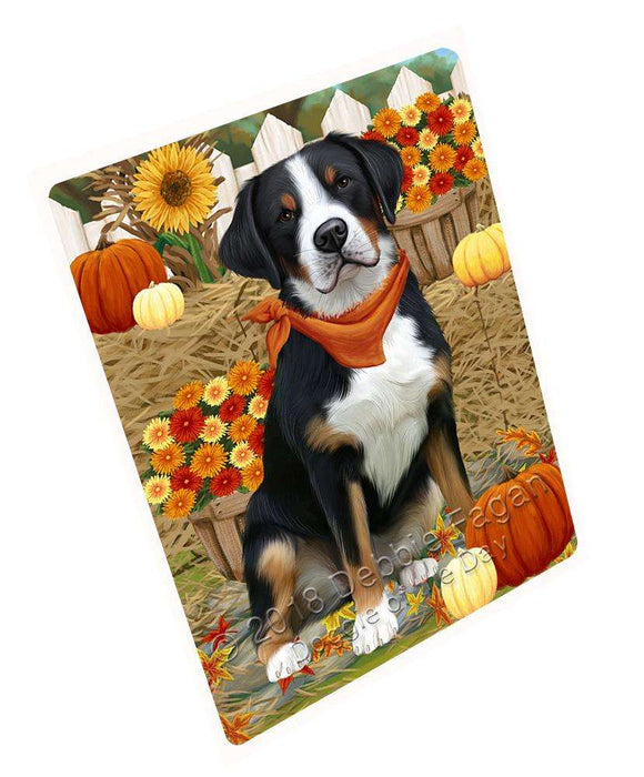Fall Autumn Greeting Greater Swiss Mountain Dog with Pumpkins Cutting Board C61089