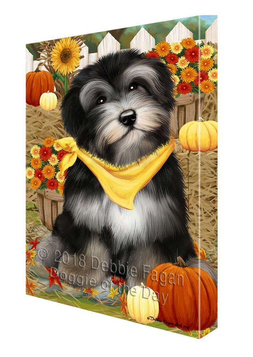 Fall Autumn Greeting Havanese Dog with Pumpkins Canvas Print Wall Art Décor CVS73097