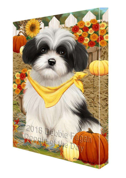 Fall Autumn Greeting Havanese Dog with Pumpkins Canvas Print Wall Art Décor CVS73106