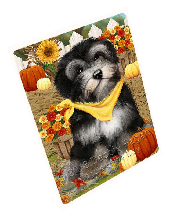 Fall Autumn Greeting Havanese Dog with Pumpkins Cutting Board C56316