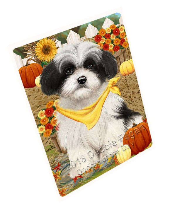 Fall Autumn Greeting Havanese Dog with Pumpkins Cutting Board C56319