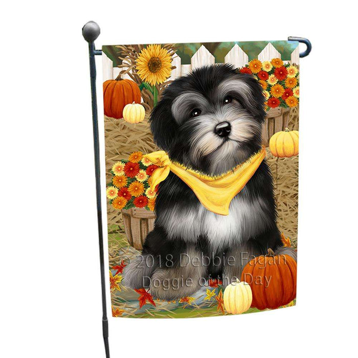 Fall Autumn Greeting Havanese Dog with Pumpkins Garden Flag GFLG0645