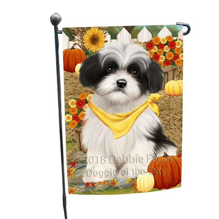 Fall Autumn Greeting Havanese Dog with Pumpkins Garden Flag GFLG0646